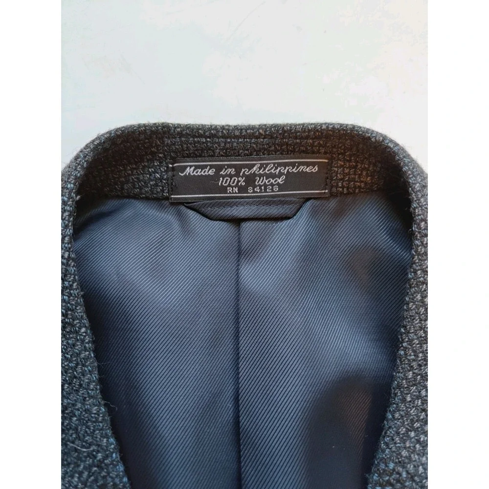 Gianelli Mens Wool Blazer Sports Coat 42R Dark Blue 3 Button Geometric Italy